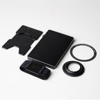 Midnight Black flat lay with band, backplate and magnetic ring